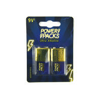 Power Packs 9V Alkaline Battery 2Pk