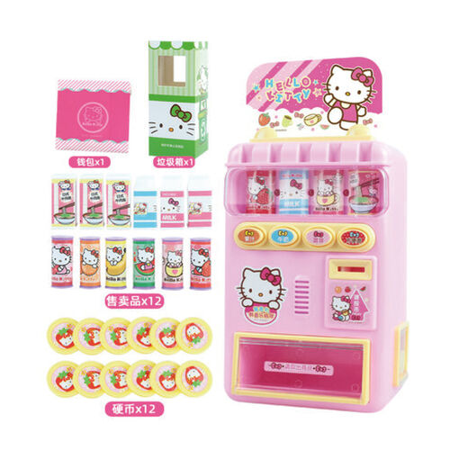 Hello Kitty Toy Vending Machine with Coins Japan Import Juice and Other Accessories